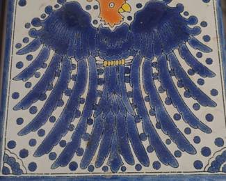 Mexican Talavera Tile with Eagle Motif