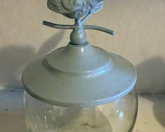 Vintage Bird Finial Glass Jar