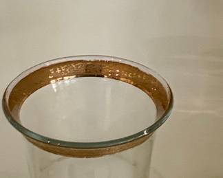 Clear Glass Carafe with Gold Rim and Cork Stopper