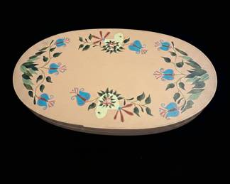 Hand-Painted Oval Wooden Folk Art Box