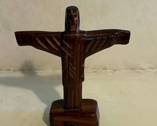 Vintage Hand-Carved Wooden Christ the Redeemer Figurine