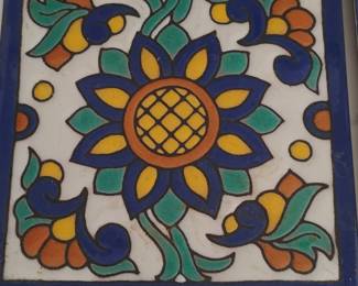 Hand-Painted Floral Scroll Talavera Tile