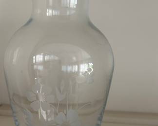 Etched Floral Glass Vase