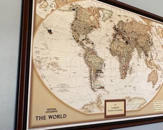 National Geographic The World Lombardi Travels & Genealogy Push Pin Map