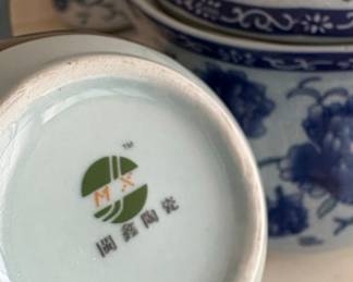 Blue and White Floral Porcelain Teapot Set with Cups