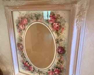 Vintage Oval Photo Frame with Hand-Painted Floral Decoupage