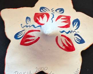 Hand-Painted Ceramic Star Dish with Nativity Figures by Lourdes Gaitan