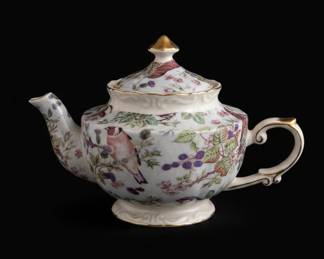 Gracie China by Coastline Imports Blue Bird Chintz Teapot and Cup Set