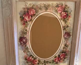 Vintage Oval Photo Frame with Hand-Painted Floral Decoupage