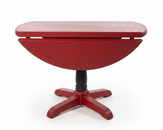 Red Drop Leaf Pedestal Table