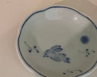 Japanese Blue and White Porcelain Small Plate with Rabbit Motif