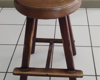 Vintage Leather Top Bar Stool
