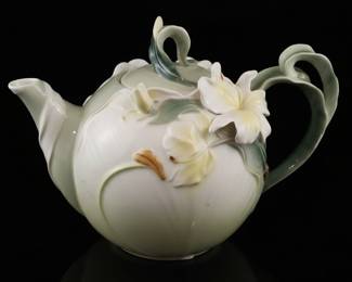 Pier 1 Imports "Ginger Lily" Porcelain Teapot