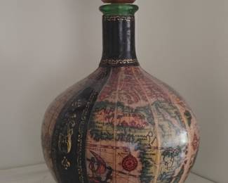 Vintage Italian Leather Wrapped World Map Decanter
