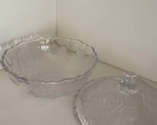 Studio Nova Winter Rose Frosted Crystal Covered Candy Dish