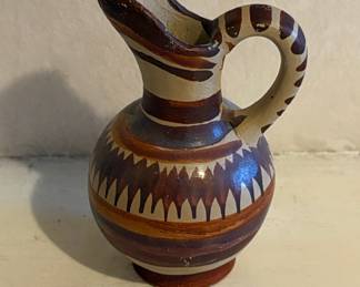 Vintage Mexican Folk Art Ceramic Pitcher