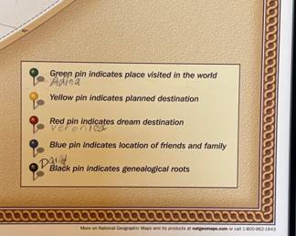 National Geographic The World Lombardi Travels & Genealogy Push Pin Map