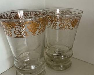 Vintage Moroccan Style Gold Etched Tumblers Set of 2