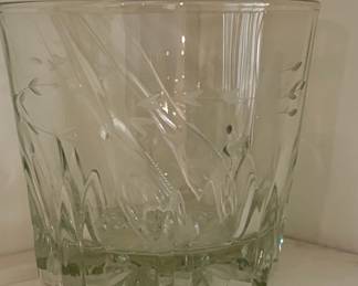 Princess House "Heritage" Etched Glass Ice Bucket with Tongs