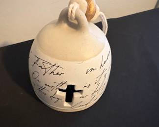 Lord's Prayer Ceramic Bell with Cross