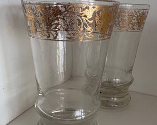 Vintage Moroccan Style Gold Etched Tumblers Set of 2