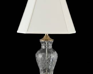 Cut Crystal Table Lamp with Brass Base 