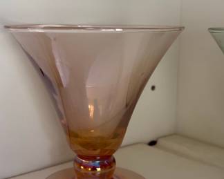 Set of 3 Colored Glass Footed Compotes/Dessert Glasses