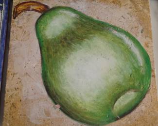 Hand-Painted Pear Ceramic Tile