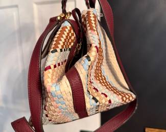 New Tory Burch Half-Moon woven leather Satchel