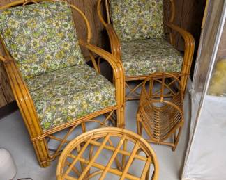 Mid Century Rattan Set (matching couch not shown)