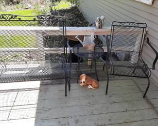 Glider with two matching chairs & side table