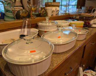 CorningWare French White casserole dishes