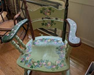 This Beautiful Custom Painted Rocking Chair needs a Front Porch Where it Can Be Showcased