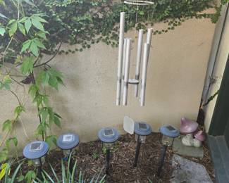 wind chimes and solar lights