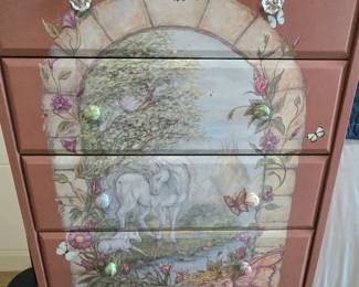 fairyland dresser with unicorn scene