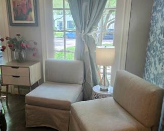 2 armless upholstered chairs