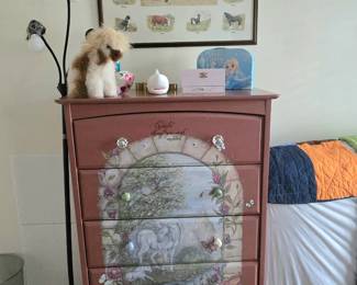 unique fairyland dresser with unicorn scene