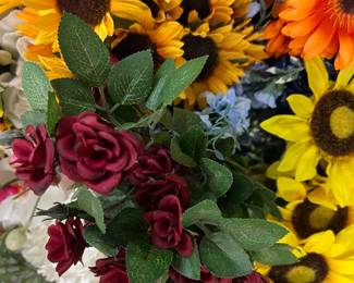 Bundles of silk flowers