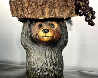 Composite bear figure with bowl