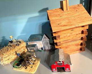 Log box and farm toys