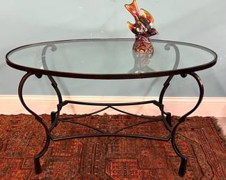 Iron and glass coffee table 