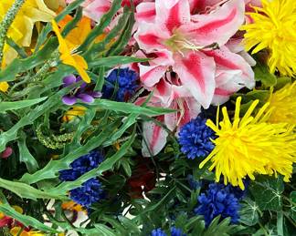 Bundles of silk flowers