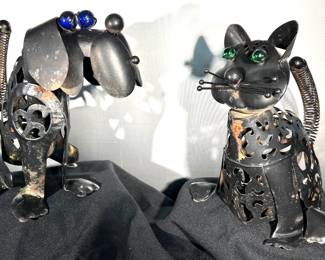 Metal dog and cat