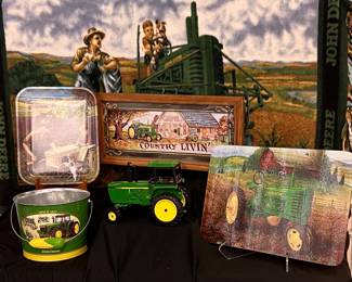 John Deere throw, cutting board, tray, toy