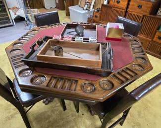 Wood poker table with claw feet