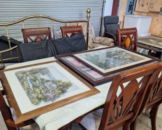 Table snd 6 chairs and pictures
