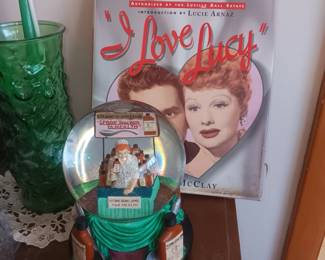 I Love Lucy book and musical globe