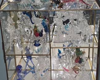 Crystal Miniature Crystal Figurines in Glass Case