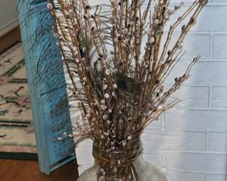 Large Glass Jar with Artificial Plant 