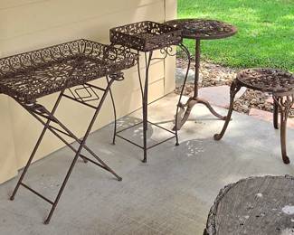 4 Antique Iron Tables 
